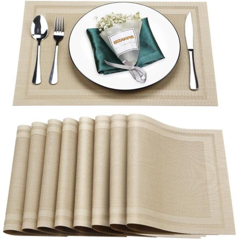 Placemats Set of 8,Washable,Heat and Stain Resistant Indoor/Outdoor Place mats